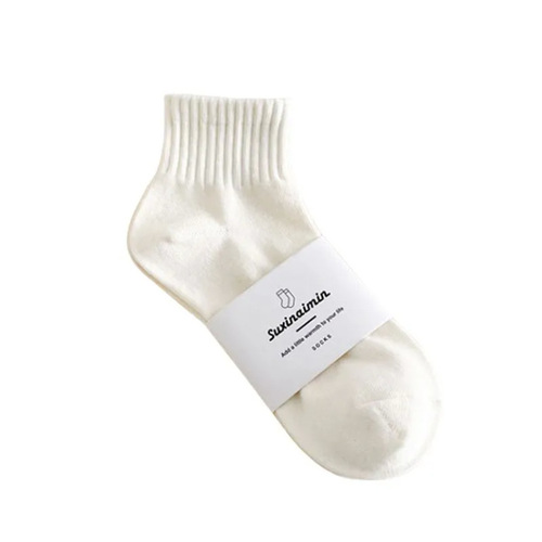 Cream socks women's cotton ins trendy summer thin solid color Japanese black socks sports four seasons white socks