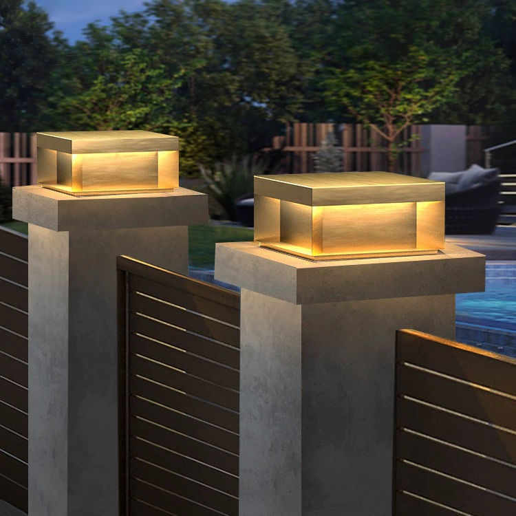 Полная медная лампа столба Солнечная уличная лампа Вилла дверная лампа столб лампа водонепроницаемый Двор Настенный светильник дверной столб лампа