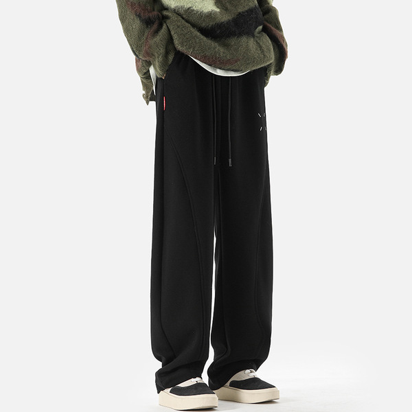 Men's burgundy sports autumn trousers