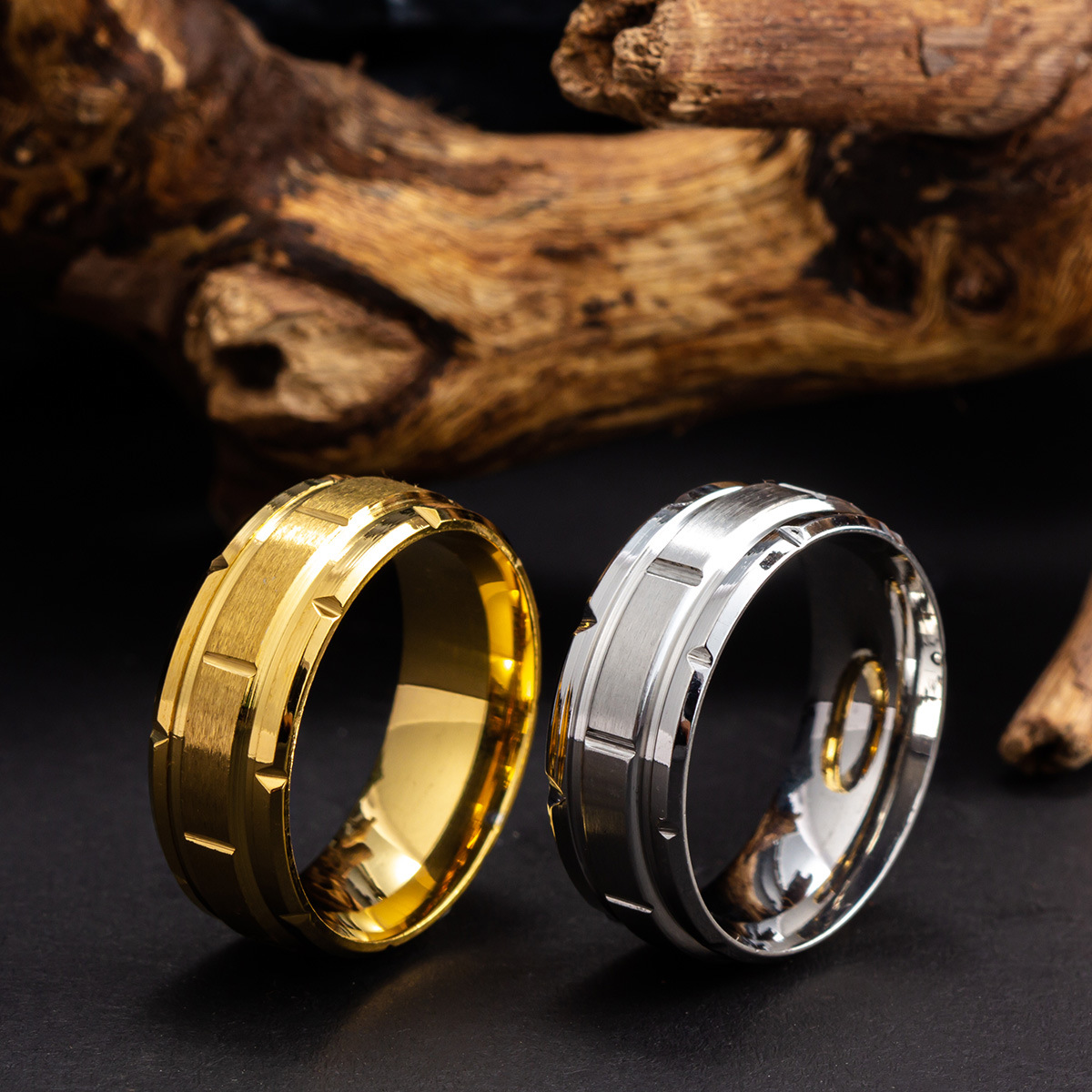 8g Weight Vacuum Plating Gold Plating Process Rings Classification 12, 13, 6 Ring Size 1 Piece Quantity Daily Occasion Titanium Steel Material Solid Color Pattern Couple, Men's Gender Plating Design Simple Style Style Couple Men's Simple Style Rings Solid Color Titanium Steel Vacuum Plating Men Band Rings 4