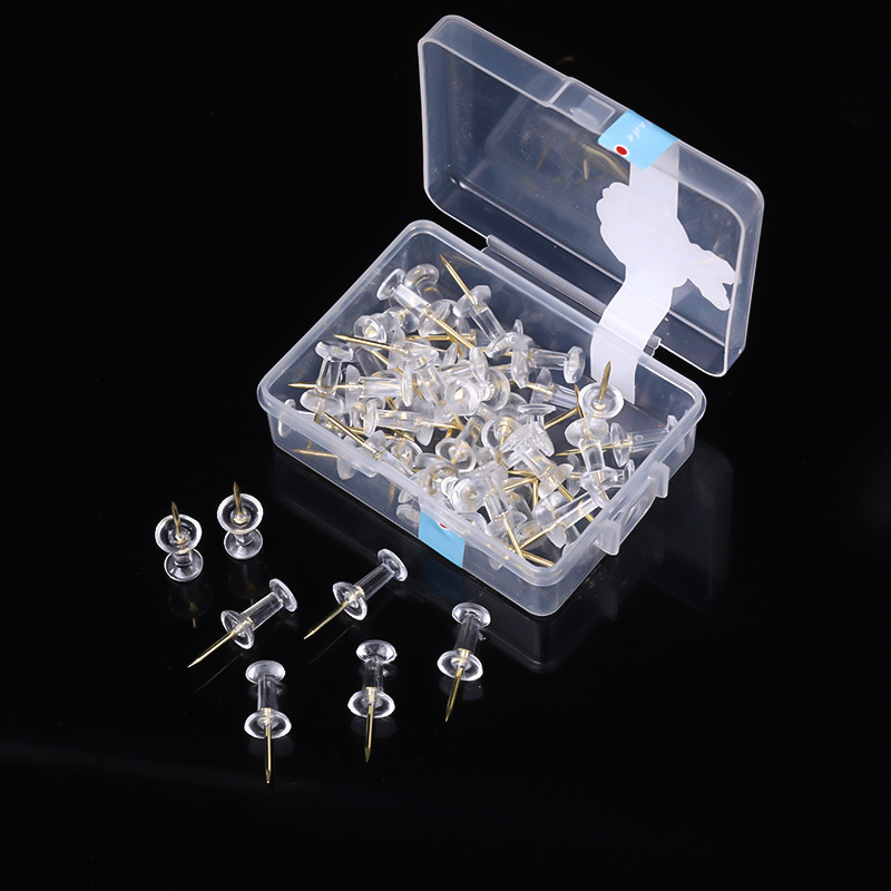 100 Boxes of Gold Transparent Push Pins, Creative Art DIY Thumbtacks for Fixing, Marking, Decorating Photo Walls
