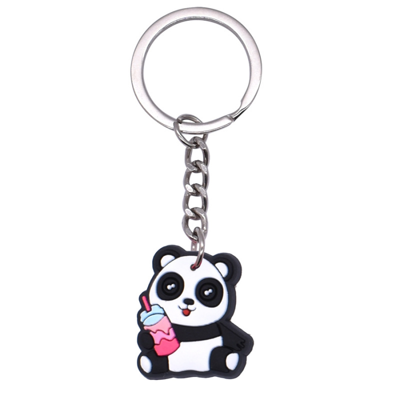 パンダのアニメのキーホルダーの部品のPVCの柔らかいゴムのキーホルダーの包みのペンダントのかわいい小さい贈り物のメーカーは卸売りします。|undefined