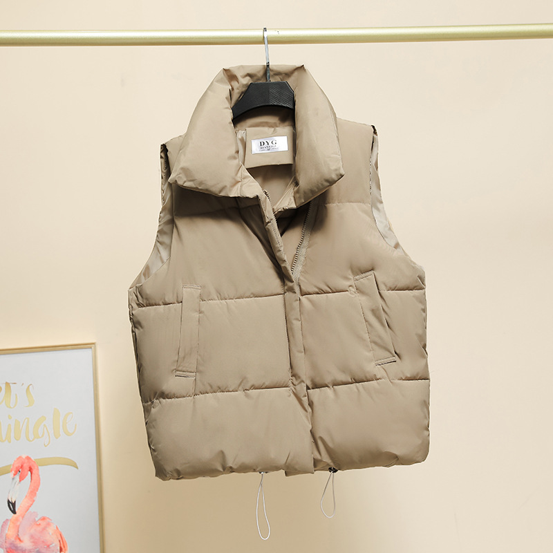 2022 otoño y invierno nuevo chaleco de algodón de pluma para estudiantes de estilo coreano suelto hombro exterior chaleco de abrazadera de caballo abrigo