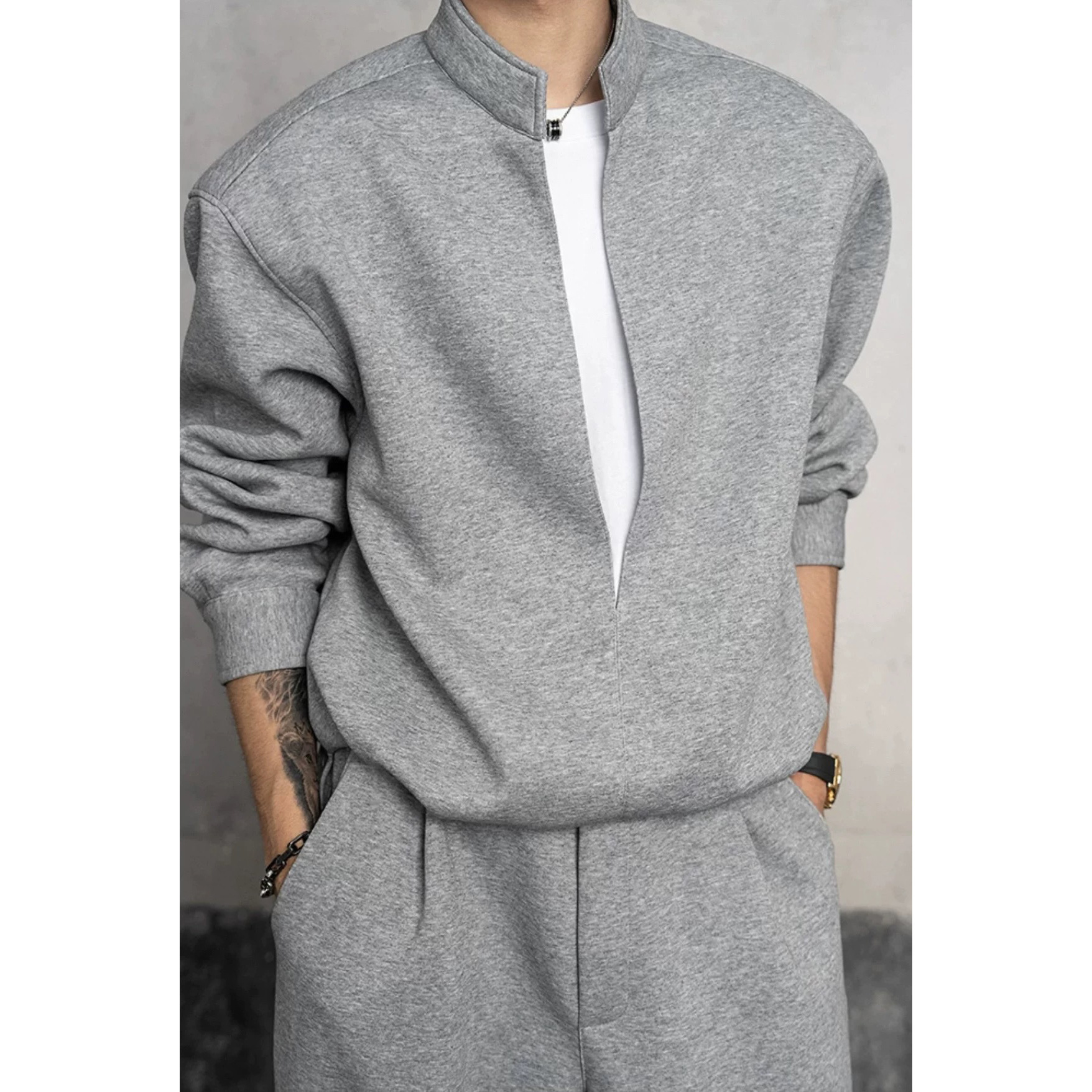 2026 primavera y otoño nuevo hombre moda coreana suelta juego de cuello de polo camiseta pantalones casuales de dos piezas marca de moda hombre