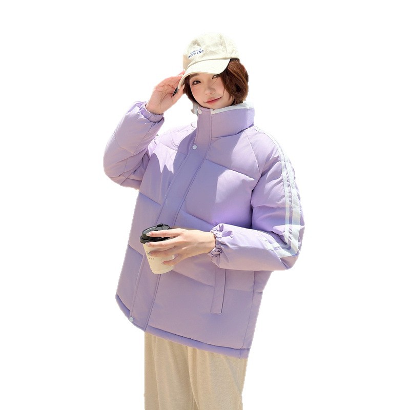 2025 ropa de algodón de pluma de invierno nueva ropa de algodón con cremallera coreana para mujeres suelta gruesa chaqueta de pan caliente para estudiantes