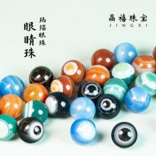 天然缠丝玛瑙眼睛无孔珠圆珠子diy饰品手链项链配件线条玛瑙散珠