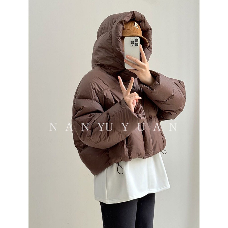 2023 Winter European-style maroon down jacket women's winter New hooded thickened white duck down bread coat 2023 Winter European-style maroon down jacket women's winter New hooded thickened white duck down bread coat