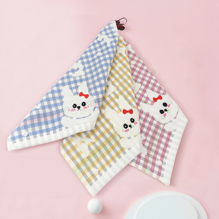 Pure cotton gauze square towel 25*25 cute rabbit baby saliva towel kindergarten hand towel mother and baby gift small towel