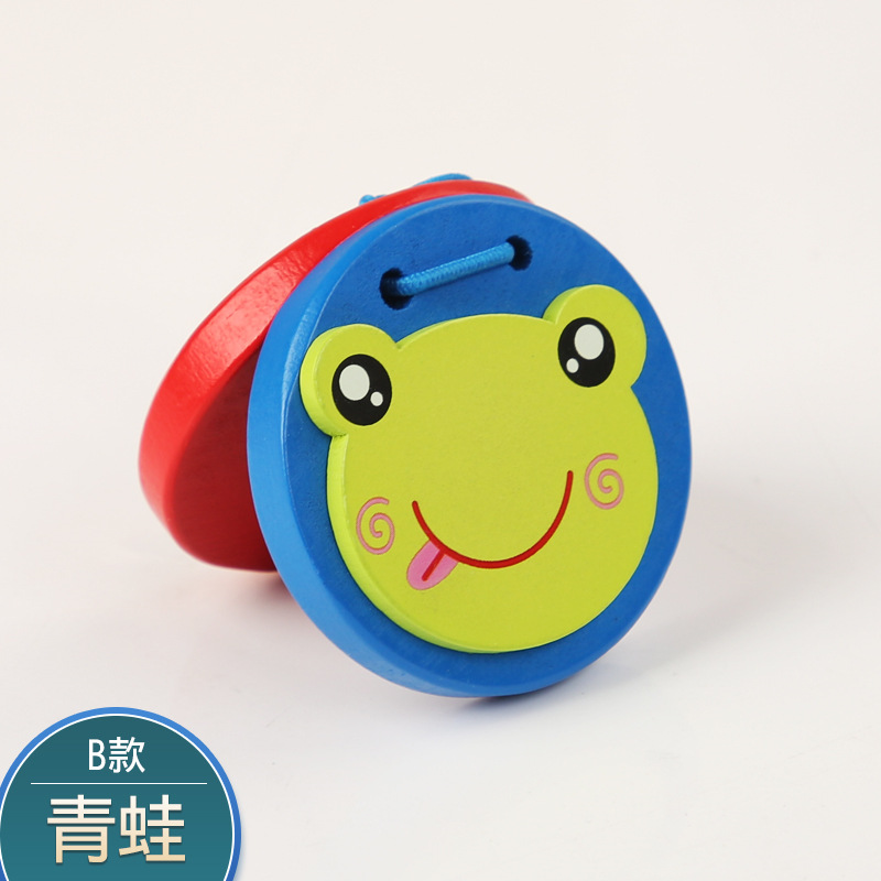 Instrumentos musicales de madera Orff para niños, dibujos animados, castañuelas, ayudas didácticas, iluminación para niños, juguetes educativos para la primera infancia