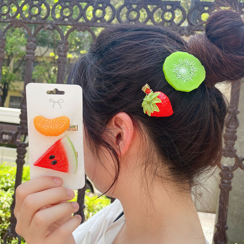 Simulated fruit three-dimensional food hairpin duckbill clip Korean new clip bangs side clip funny broken hair clip