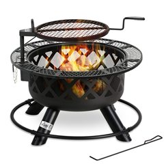 Kettle Outdoor Charcoal Grill Round Outdoor Camping Charcoal Fire Stove Tea Kettle Rotating Barbecue Campfire 