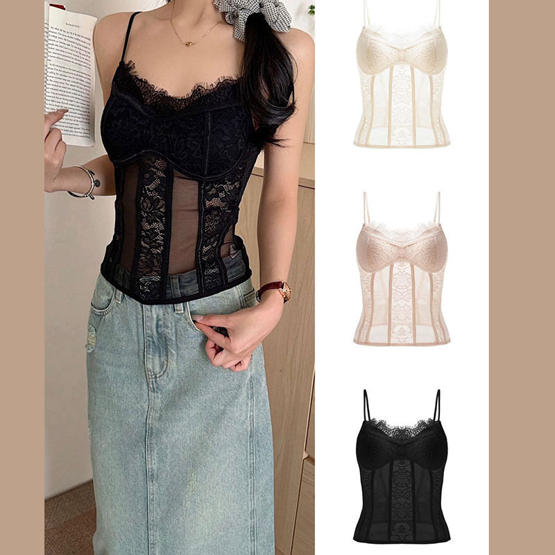 Spring and Summer New Style Sexy Lace Camisole with Chest Pads, Wireless Beautiful Back Underwear, Inner Wear Base Top for Women Spring and Summer New Style Sexy Lace Camisole with Chest Pads, Wireless Beautiful Back Underwear, Inner Wear Base Top for Women