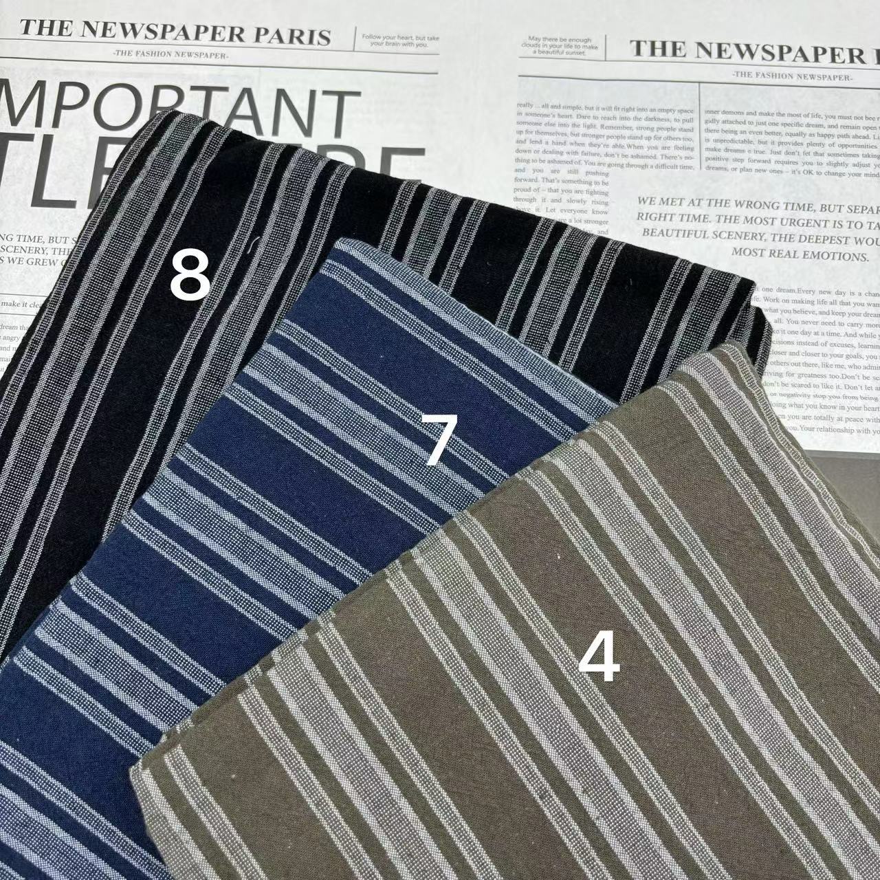 黏亚麻砂洗条子布男装女装衬衫睡衣外套童装裤子连体裤抱枕布料