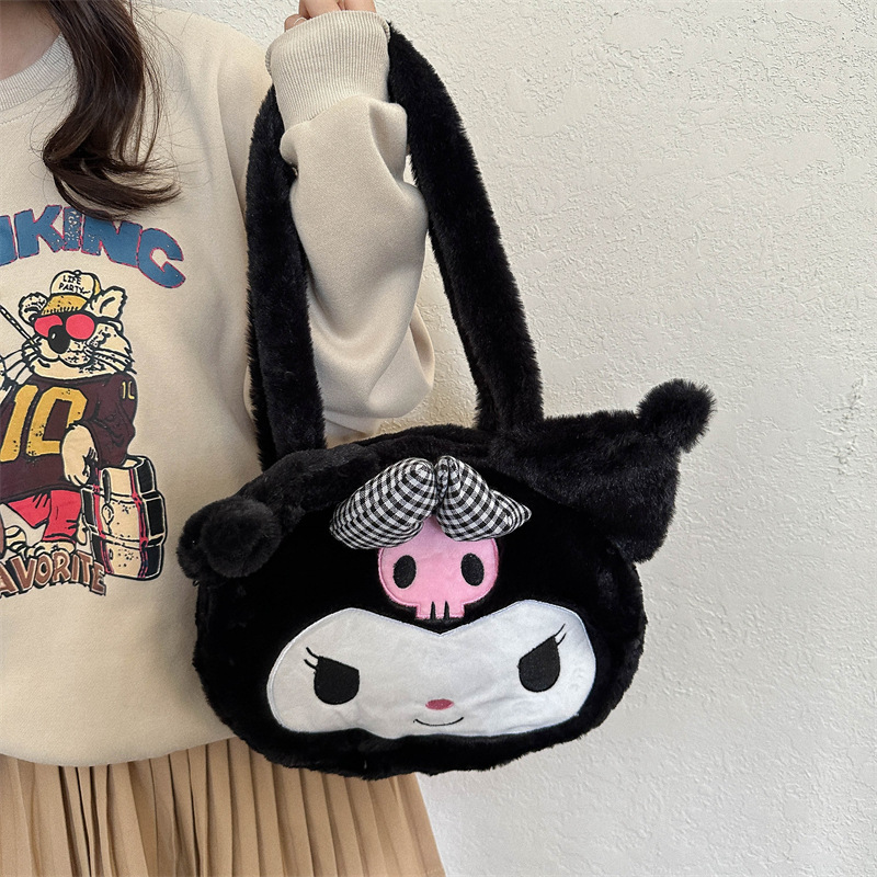 Cute Cartoon Plush Bag Women's New Autumn and Winter Large-Capacity Canvas Shoulder Bag Student Handbag