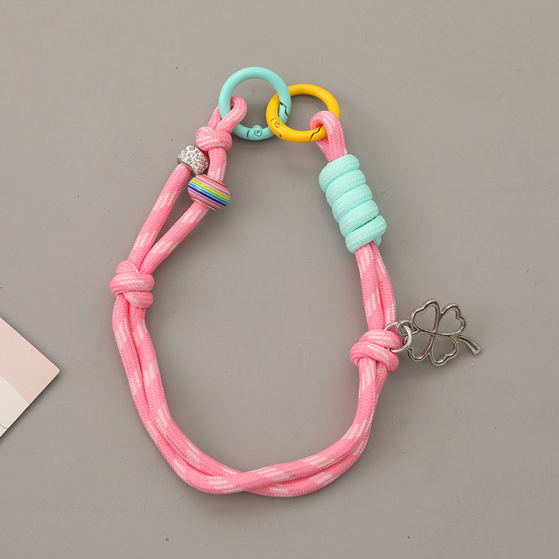 新しい四つ葉のクローバーペンダントフルダイヤモンドビーズ織り携帯電話ストラップバックパック人形装飾ペンダントキーホルダーチェーン|undefined