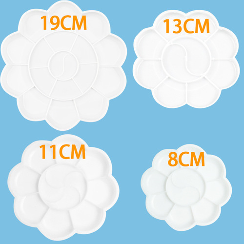 Factory direct sales plastic plum color mixing supplies 4 holes 7 holes 10 holes round palette foot palette wholesale