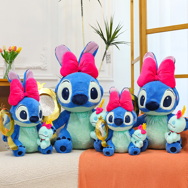 新款魔镜抱小金史迪仔毛绒玩具史迪奇抱枕大号布娃娃抓机兑换批发