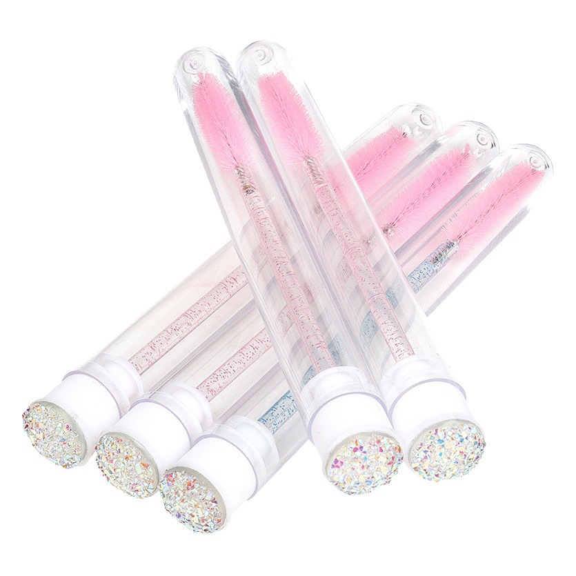 Wholesale grafting mascara brush transparent tube with drill small eyebrow brush independent packaging multi-color tube eyelash comb