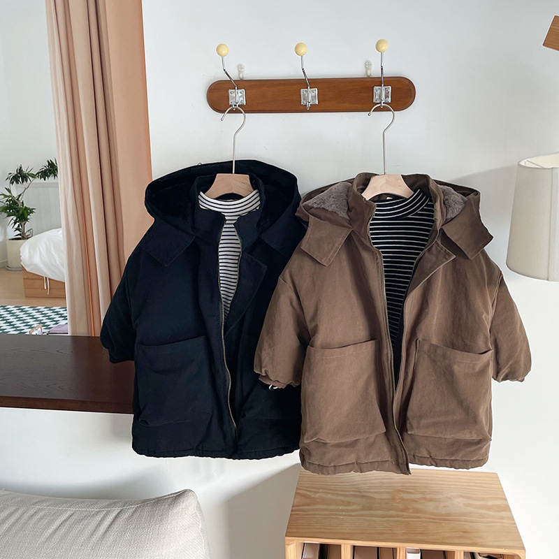 Ropa acolchada de algodón para niños ropa de invierno ropa de parka engrosada para niños estilo coreano abrigo grueso forrado de lana ropa de trabajo de media longitud para Niñas Ropa acolchada de algodón