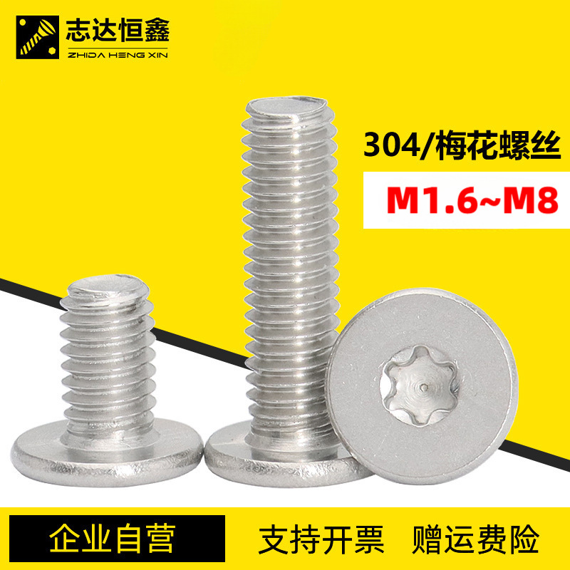 304不锈钢平头梅花螺丝CM超薄头内梅花槽机螺钉螺栓m2m3m4m5m6m8