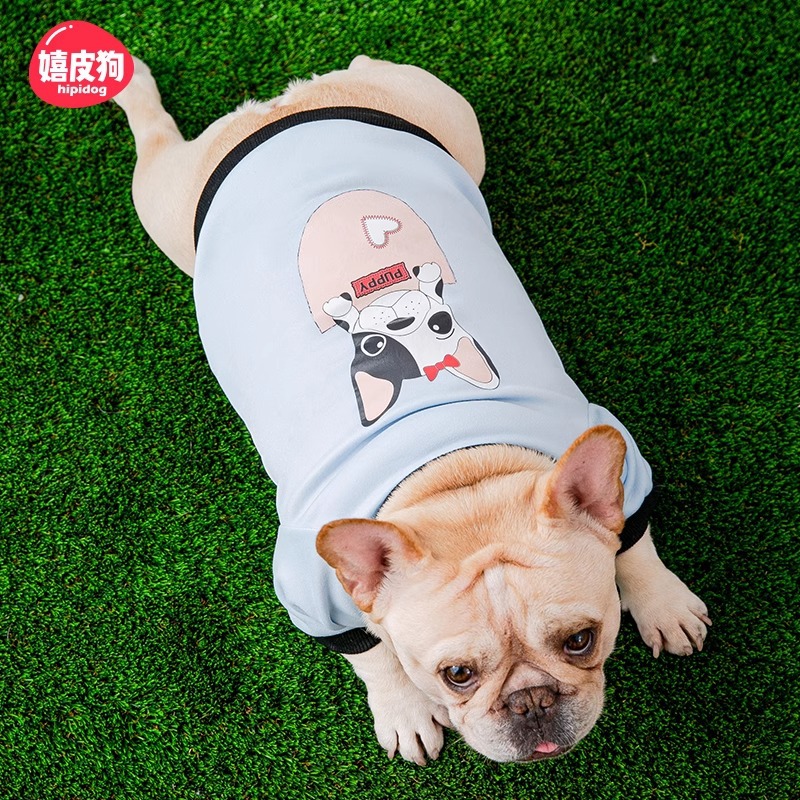 Primavera y verano perros pequeños y medianos toros perros camisetas delgadas transpirables perros gordos perros ropa de perro de mascota