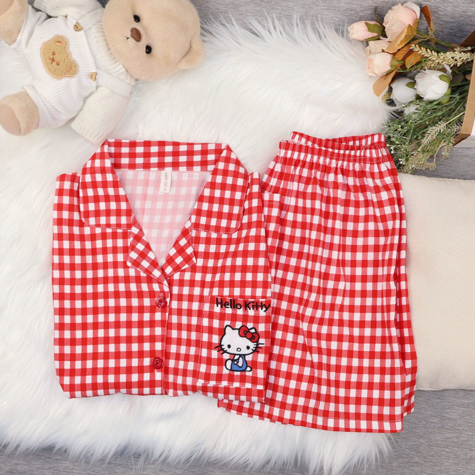 Al por mayor transfronterizo nuevo verano nubes de algodón dibujos animados mangas cortas pantalones cortos pijamas ropa de casa de mujer set ropa de casa de moda