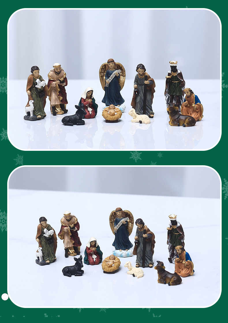 Retro Dekoration Religiöse Jesus Geburt Weihnachten Geschenk Harz Handwerk display picture 3