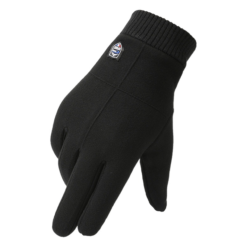 Guantes térmicos de otoño e invierno para hombres al aire libre deportes coche eléctrico a prueba de viento conejo terciopelo dedo completo forrado de lana guantes de pantalla táctil