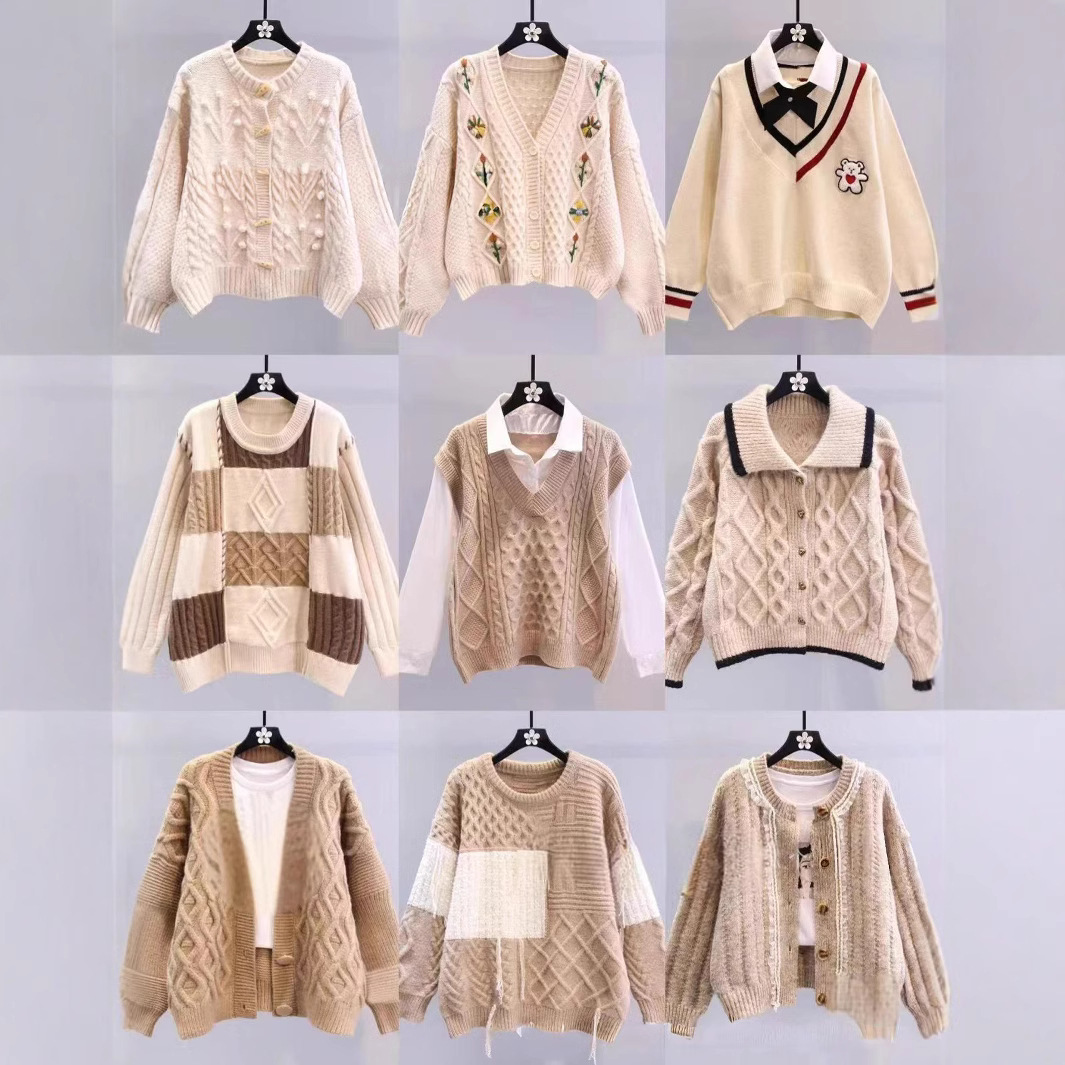 2025冬季新款针织衫长袖女装甜美慵懒风女式针织毛衣批发定制货源