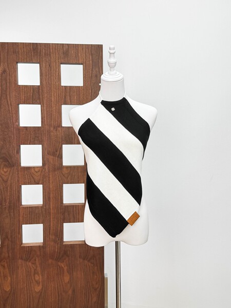 American Sexy 25Ss Summer New Retro Cross Color Block Knitted Tube Top Niche Design Camisole for Women