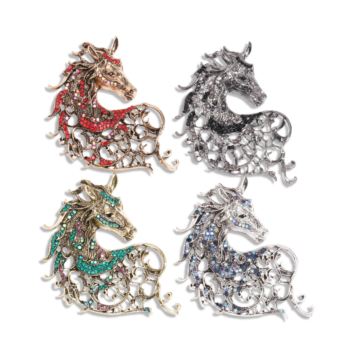 Europa y los Estados Unidos retro hacer viejos diamantes huecos broches de poni estilo palacio personalidad nicho de moda alta sensación de accesorios de pecho