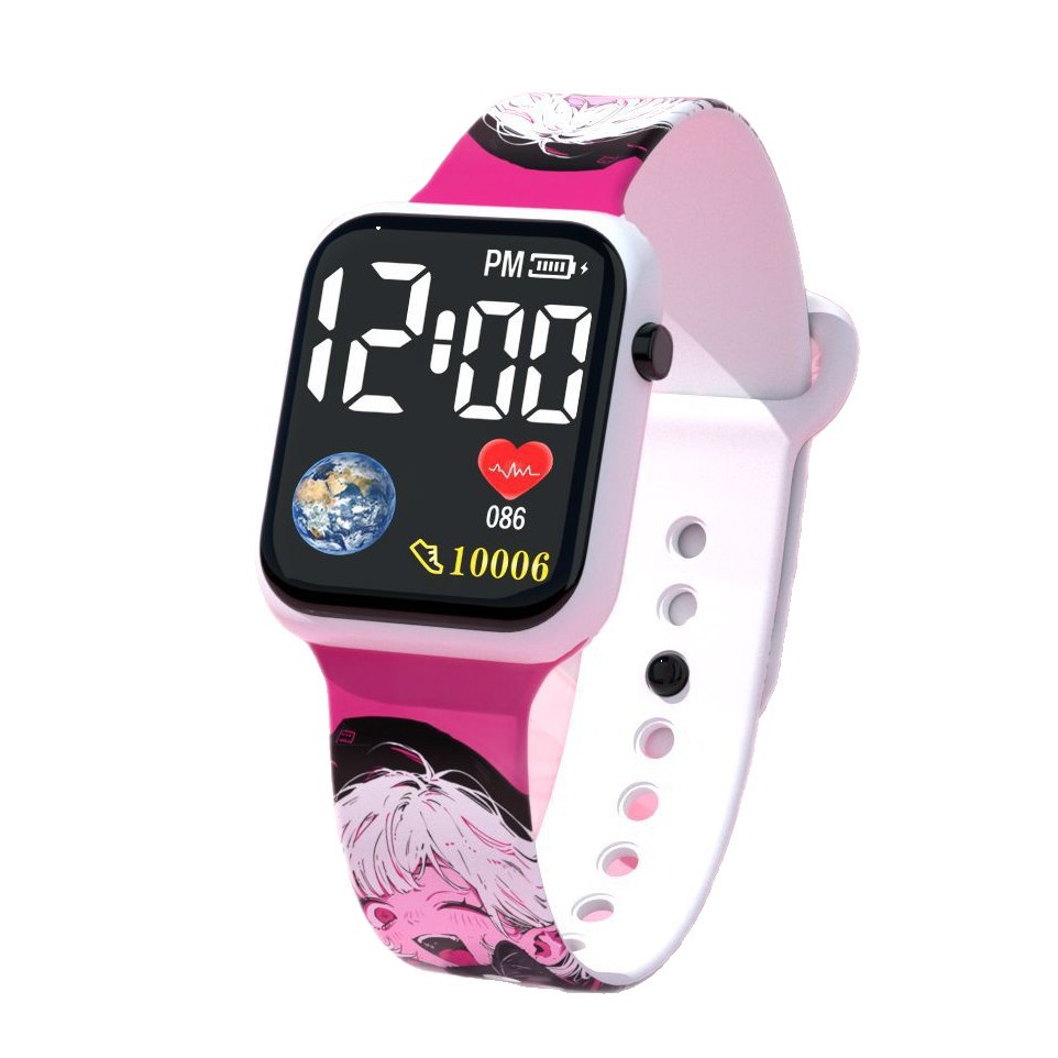 Comercio exterior cool color dibujos animados LED relojes electrónicos de moda lindos cuadráticos parejas estudiantes relojes de botón en stock