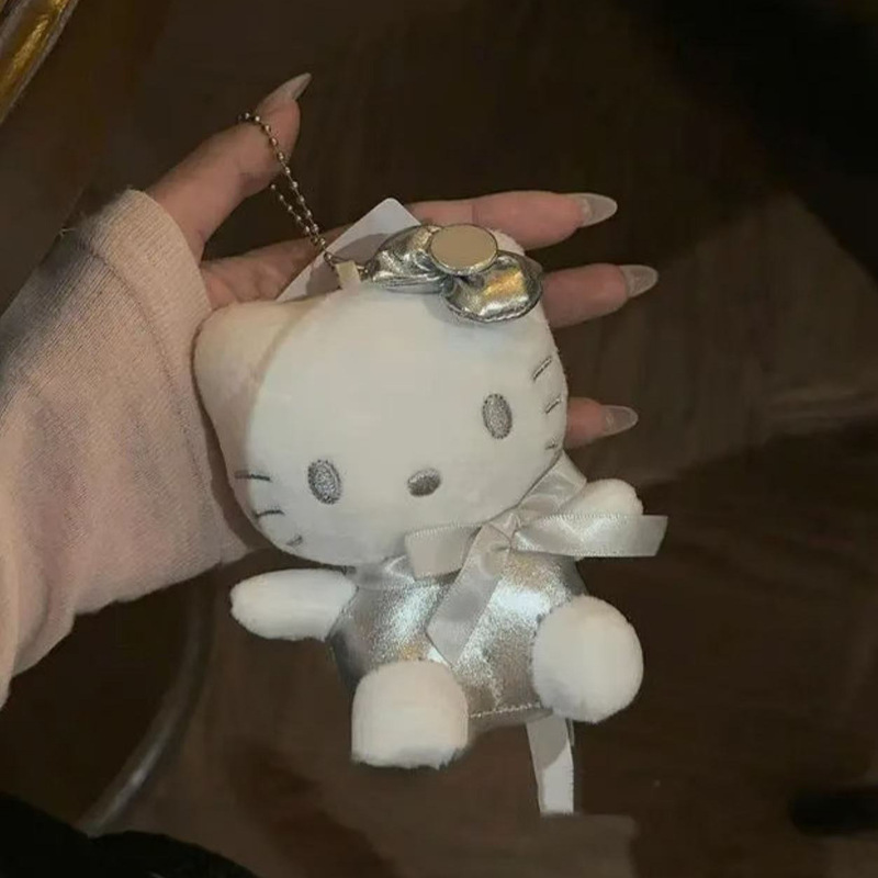 シルバーホワイトハローキティかわいい人形女の子スクールバッグペンダントバッグ人形カップルガールフレンドギフト|undefined
