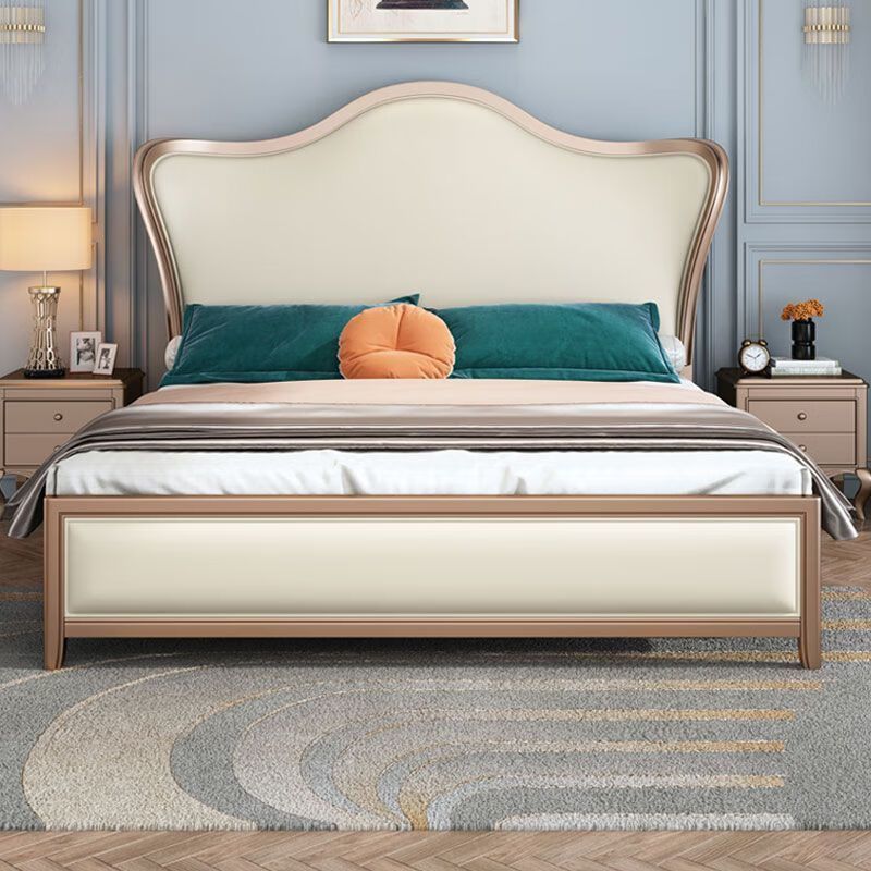 American-Style Light Luxury Solid Wood Bed 1.8m Double Bed 1.5m Bed Storage Bed Master Bedroom Soft Backrest Bed Wedding Bed Light Luxury Style