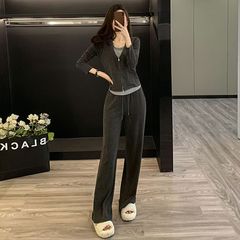 休闲运动服套装女秋季2025新款盐系减龄网红卫衣阔腿裤两件套
