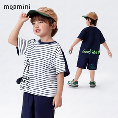 MQDMINI 子供服子供半袖 T シャツ 2025 夏の新スタイル小中型子供ベビーストライプファッション多用途で快適