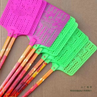 Fly Swatter Cooked Glue Long Handle Large Swatter Head Does Not Break Bamboo Handle Old-Fashioned Household Manual Plastic Fly Swatter Mosquito Killer Swatter