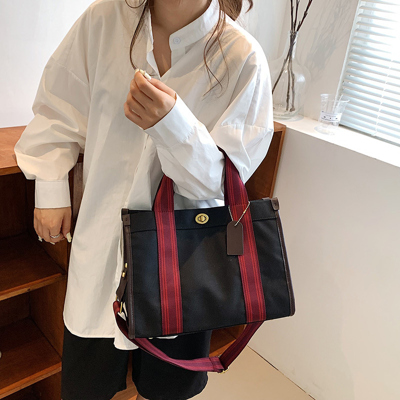 Bolsos para mujer, bolsos cruzados de moda, nuevos bolsos de lona retro simples, bolsos de mano de colores contrastantes de tendencia nicho