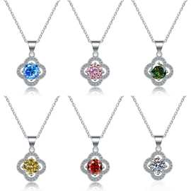 四叶草项链女款 莫桑石保色锆石项链锁骨链挂件首饰品厂家批发