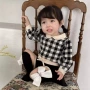元宝领秋冬格子女童套装