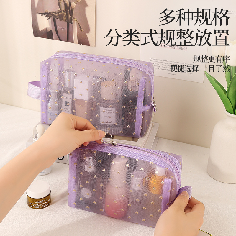 潤暉の新型多機能旅行網紗手提げバッグ大容量化粧品収納バッグ網紗化粧バッグ卸売り|undefined