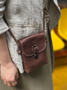 Leather phone bag, genuine leather, cowhide
