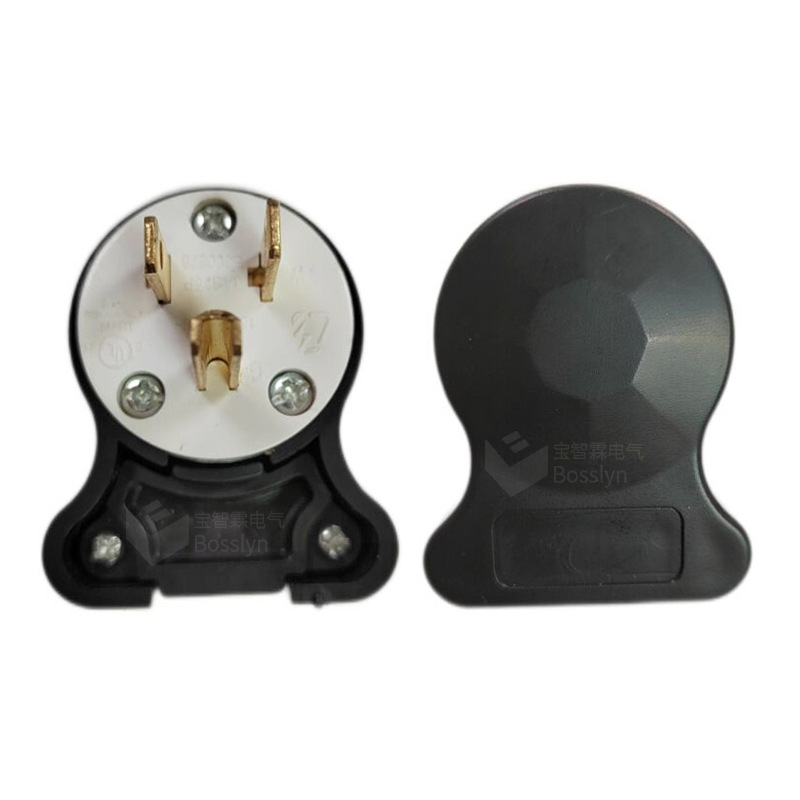 90度弯头美标插头UL美国组装是工业插头5-15P美规三芯电源插头
