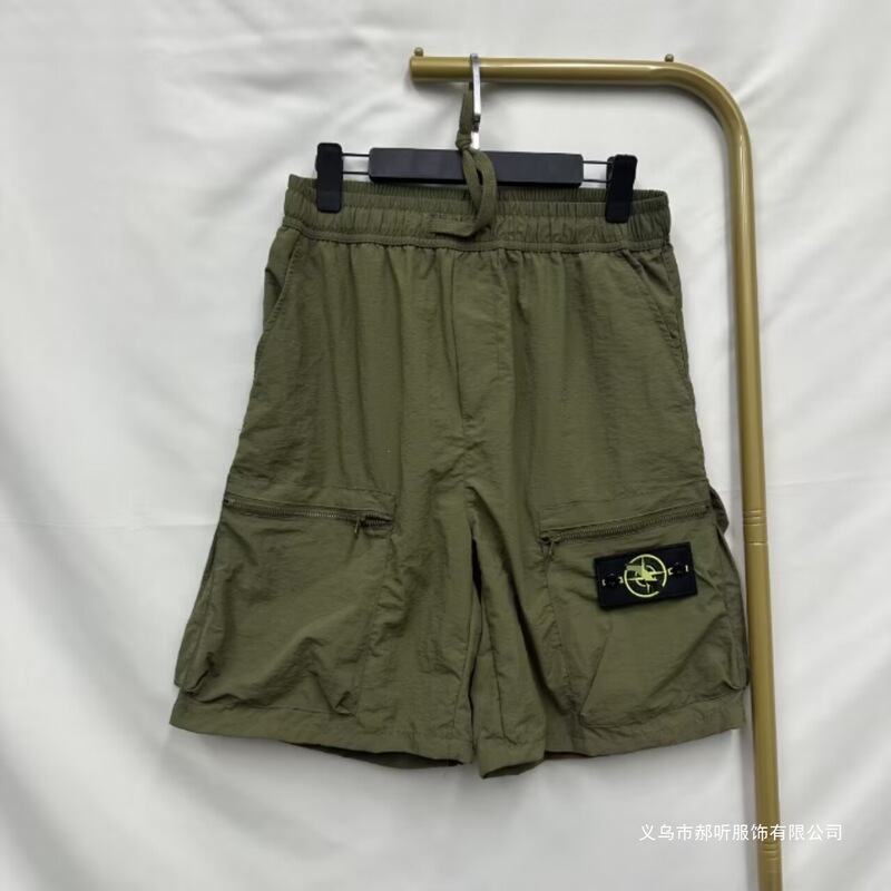 Cross-Border Am New Summer Style Stone Island Workwear Shorts for Men and Women, Functional Style with Badges, Versatile in Black, Army Green, and Purple Cross-Border Am New Summer Style Stone Island Workwear Shorts for Men and Women, Functional Style with Badges, Versatile in Black, Army Green, and Purple