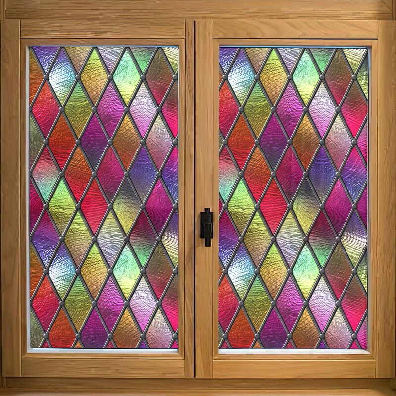 Laser Window Privacy Film Window Sticker Decorative Film Vinyl Imitation Color Rhombus Glass Window Decal