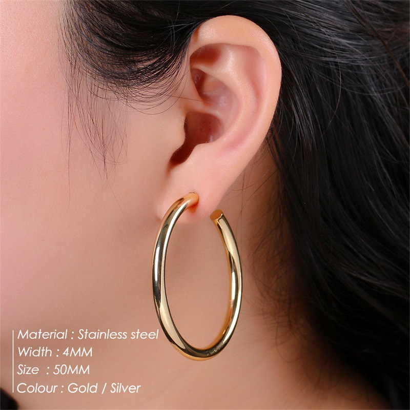 Fashion Geometric Stainless Steel Hoop Earrings Plating Stainless Steel Earrings