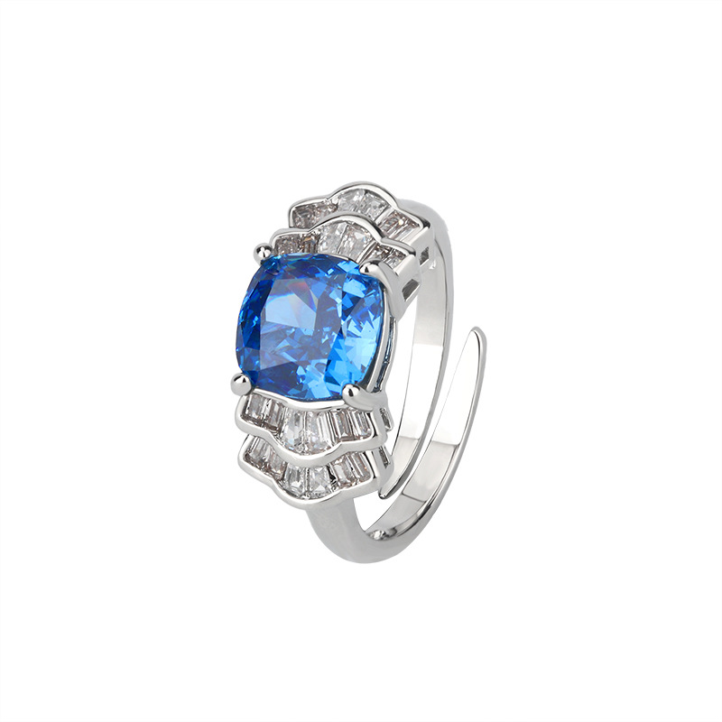 Joyas de Zhuang Shengsheng, incrustaciones de cobre, venta caliente, diamantes de alto carbono, flores de hielo, anillos de corte, lazos, diamantes, piedras principales 8*8