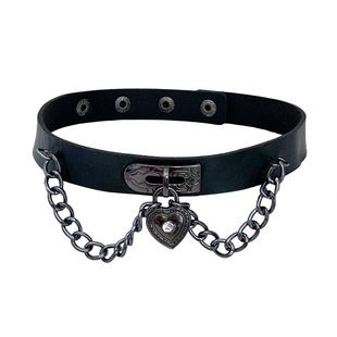 Cross-border Harajuku Style Dark Punk Style Choker Collar Necklace Love Leather Vintage Necklace Collarbone Necklace