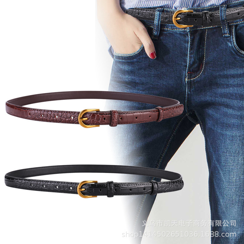 Crocodile pattern belt Women's simple all-match women's belt leather jeans trousers with cross-border network trend