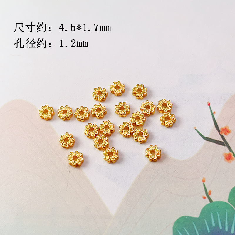 Ancient S925 Silver Gold-Plated Spacer Bead Bracelet Necklace Handmade DIY Beaded Jewelry Accessories Wenwan Accessories